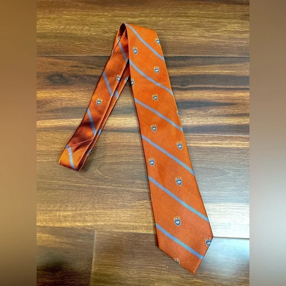 TOMMY HILFIGER 100% Silk Copper University Style Necktie
